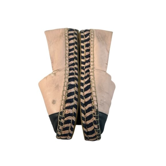 Tory Burch Pink Cap-Toe Leather Espadrilles Sz 5.5 nude black - Picture 5 of 6